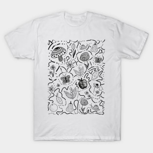 Summer Garden Doodle (Blue Background) T-Shirt